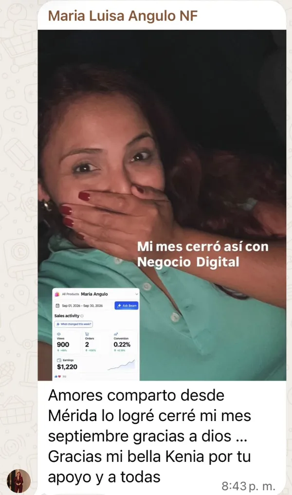 Mensaje de Maria Luisa Angulo en el grupo del Reto Imparable